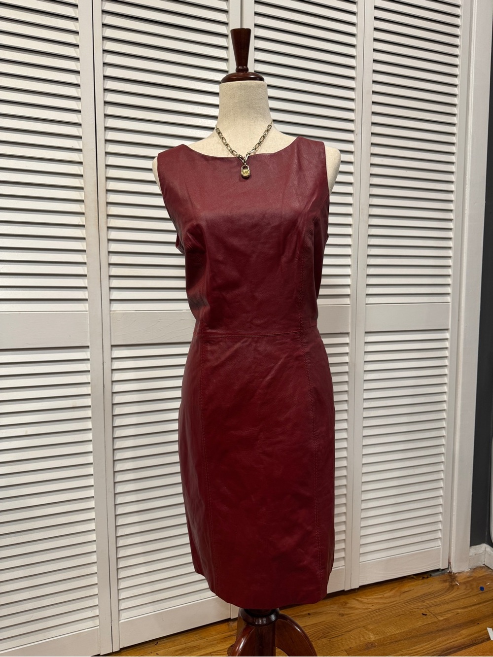 Spenser Jeremy Wine Red Leather Sheath Dress